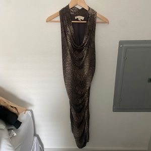 Michael Kors midi snake skin brown dress like new